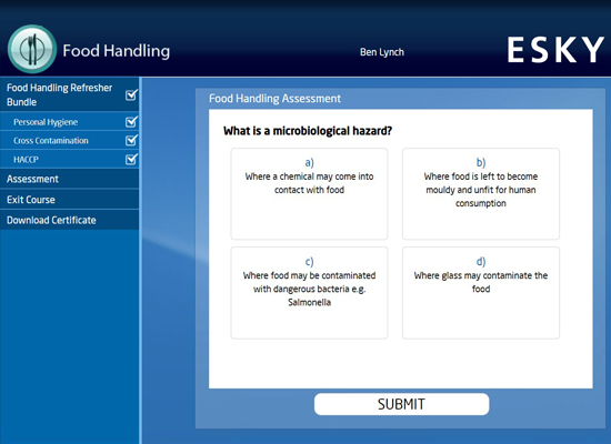 Food Handling Refresher- Assessment example